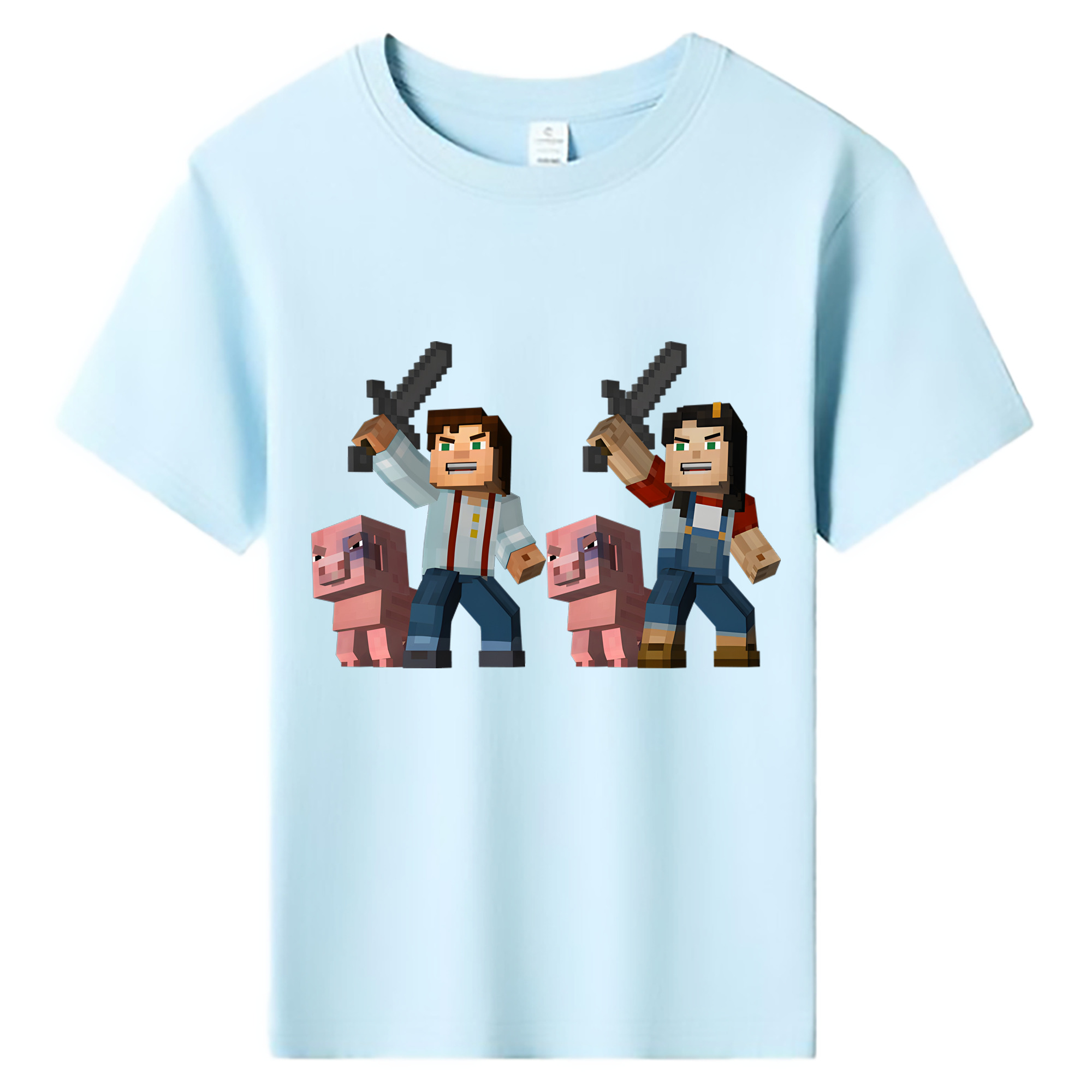 （画像用） マインクラフト ブロックの世界 Minecraft MC Block world 綿100％キッズTシャツ（フロントプリント）